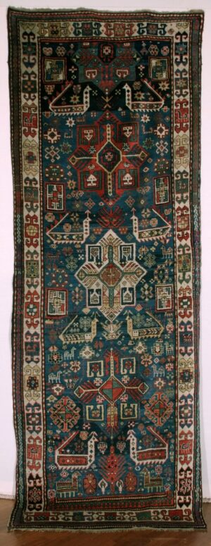 Kazak Akstafa Caucasico antico cm 333x125